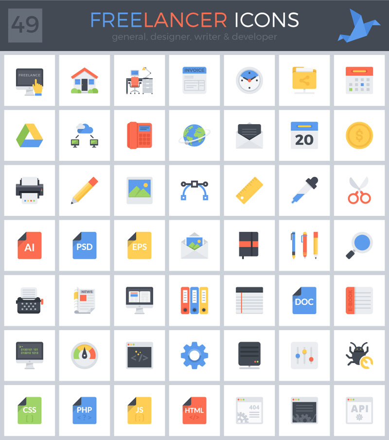 Freebies: Beautiful Freelancer Icon Set For Your Business