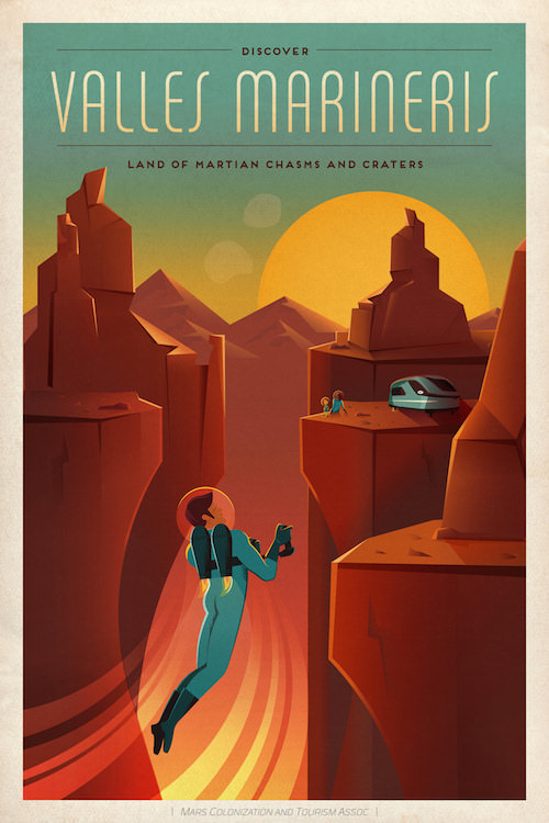 SpaceX, the space company by Elon Musk, has created some beautiful posters, advertising traveling to Mars as a tourist destination.