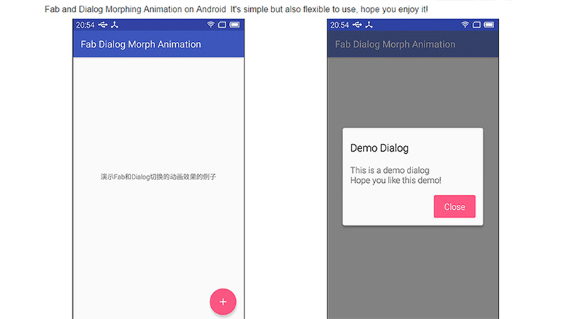Fab and Dialog Morphing Animation on Android