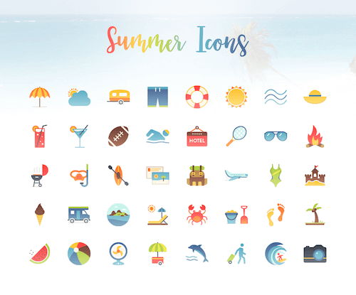 Freebie: Summer Icon Set (40 Icons, PNG, PDF, PSD, EPS, AI, SVG)