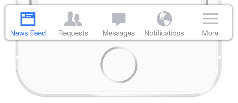 Facebook bottom tab bar iOS