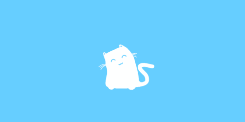 An adorable animated kitten on blue background