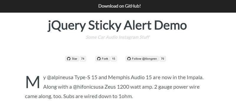 jQuery Sticky Alert