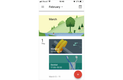 Illustration in UI: Google Calendar