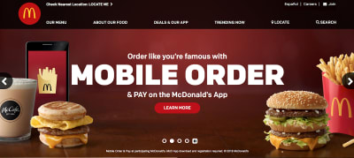 McDonald's website design is consistent with its brand.