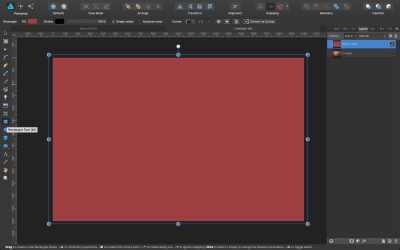 Click the Rectangle tool and drag it along the canvas. Fill it with a random color.