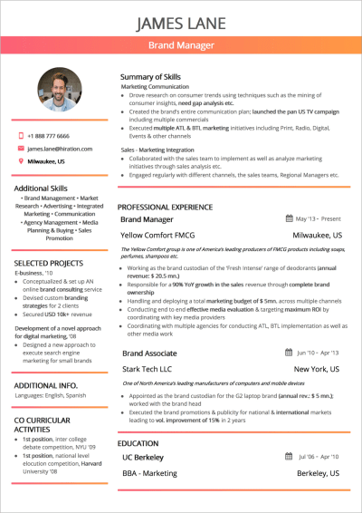 Combination ré­su­mé with Summary of Skills