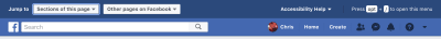 Facebook hidden menu exposing accessibility options