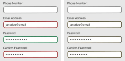 A form with color-based indicators