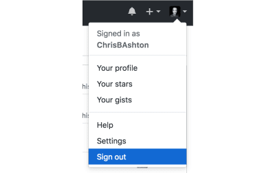 sign out link in dropdown menu