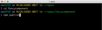 NPM packages are published via the command line