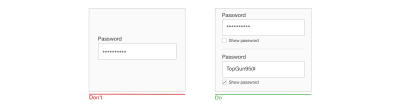 Show password' option