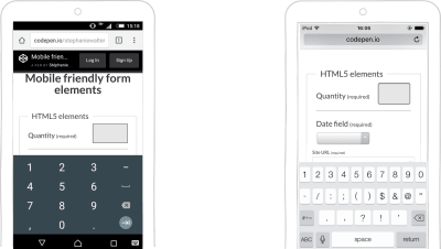 On the left, Android’s keyboard, and on the right, the iOS keyboard with numbers.