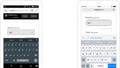 input type=search keyboard on Android and iOS