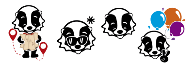 Four cartoon-style designs based off the baby badger animation.