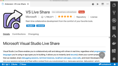 vs code live share extension readme page