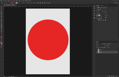 Red circle shape that’s going to be used for a clipping mask