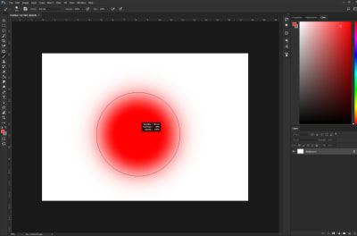 Red circle displaying the brush softness increase via mouse drag