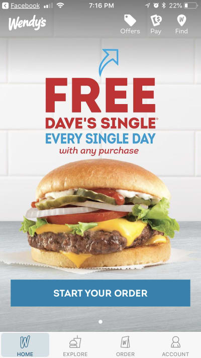 Offers from Wendy’s app