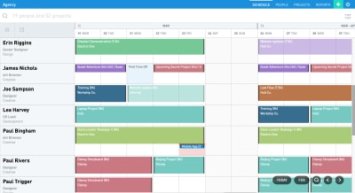 The schedule is not only a bird’s-eye view of who’s working on what and when, but also a dynamic canvas. Click on any empty space to create a task. Each task can be easily modified, extended or split.