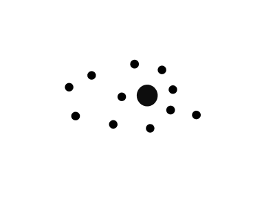 An image of twelve circles with one larger than the rest