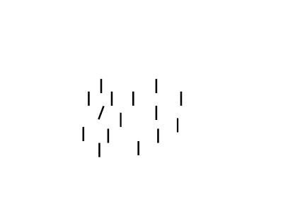 An image of fifteen short lines with one that stands out because it is oriented differently