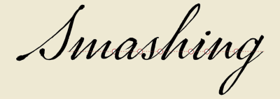 The word “Smashing” typeset in P22 Marcel Script with small circles highlighting small overlapping areas between letters.