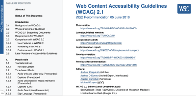 The Web Content Accessibility Guidelines (WCAG 2.1) web standard home page