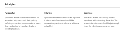 Spectrum’s motion principles of purposeful, intuitive and seamless