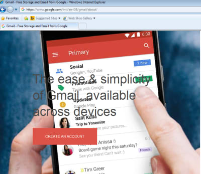 Screenshot of Gmail homepage