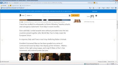 Screenshot of MSN article