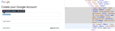 Screenshot of gmail form markup