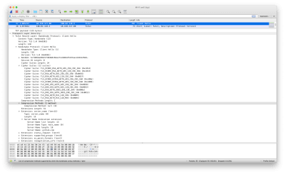 Screenshot of Wireshark output