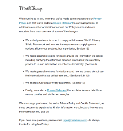 mailchimp privacy policy