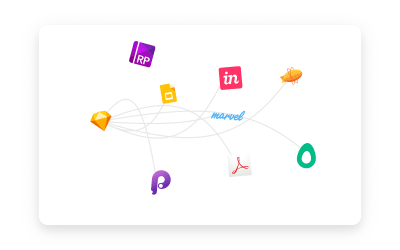 Logos from products like Sketch, Principle, Invision, and more loosely tied together