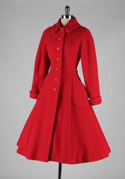 vintage 1950’s coat inspiration for Little Red Riding Hood to wear in the illustration