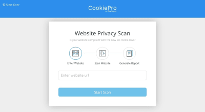 CookiePro website privacy scan