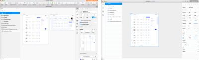 Layout in Sketch and the same layout in Framer X, once imported.