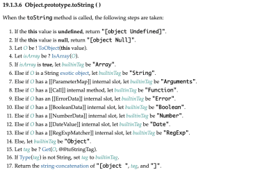 The section of the JavaScript specification which explains how Object.prototype.toString works