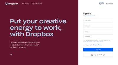 Dropbox website 2019