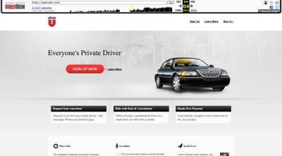 Uber website in 2011