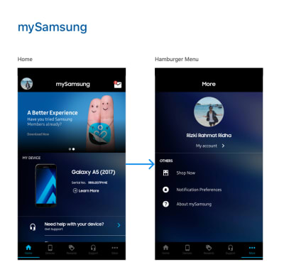 Samsung app example from Rizki Rahmat Ridha for Muzli