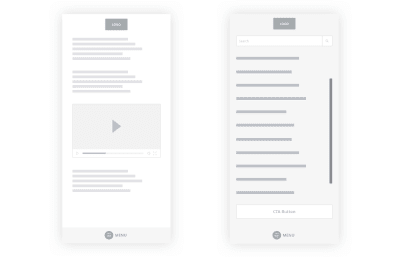 A wireframe of a reimagined large menu
