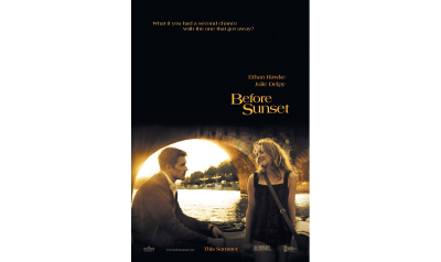 The Before Sunset movie poster features Paris in the background