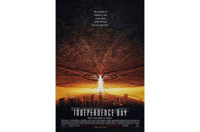 The Independence Day poster fills its white space with a spaceship