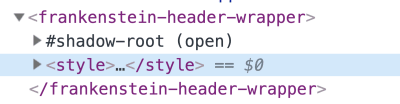style-loader puts imported stylesheet into the Frankenstein wrapper, but outside of Shadow DOM.
