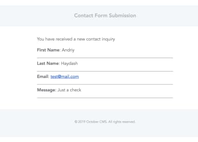 Contact form submission email