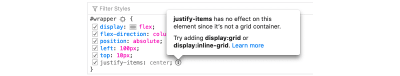 An example of an inactive CSS tooltip warning