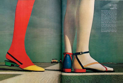 The Foot and the Ferrari.' Spread from Harper’s Bazaar, March 1967. Photography by Bill Silano. Art direction by Bea Feitler and Ruth Ansel.