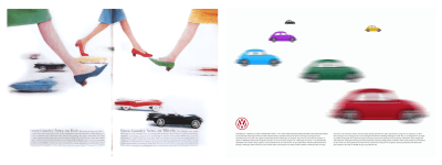 Left: Spread from Harper’s Bazaar. Right: This design uses CSS Flexbox and Grid, and SVG filters.
